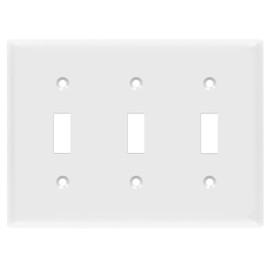 ENERLITES Triple Light Switch Wall Plate, Gloss Finish, Standard Size 3-Gang 4.50" x 6.38", Unbreakable Polycarbonate Thermoplastic, 8813-W, White