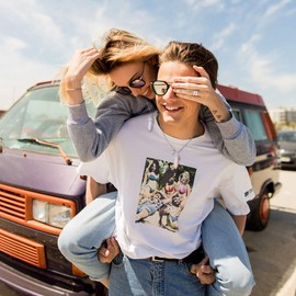 MJartoria BFF Necklace for 2 Crystal Charms Best Friend Necklace Matching Pendant Friendship Necklace for Couples Gifts (Blue+Pink, Matching Heart)