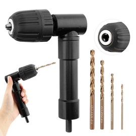 Right Angle Drill Attachment 90 Degree Adapter, 0.8-10mm Keyless Chuck Converter, Perfect for Tight Corners, Compatible with Electric Drills, Impact Drivers, and Screwdrivers