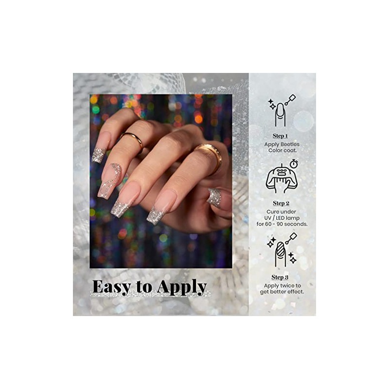 Beetles Reflective Gel Polish Color 15ml Nail Gel Silver Glitter