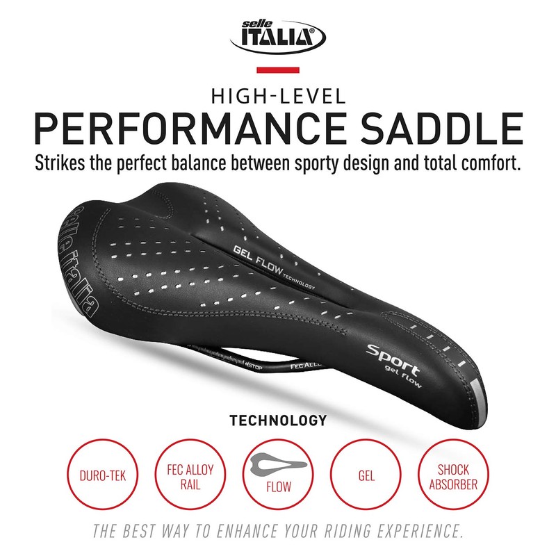 Selle Italia Sport Gel Flow Fec-Alloy Saddles - Black, Size