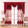 ELKCA Luxury Burgundy Red Chenille Floral Embroidered Curtains for Bedroom
