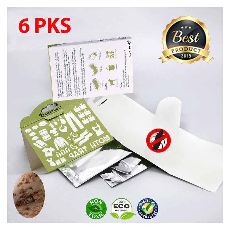 LIGHTSMAX 6 PACK STICKY MOTH TRAP ECO FRIENDLY FOR CLOTHES
