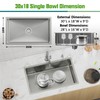 Kitchen Sink, 30x18 Inch Stainless Steel Undermount Modern Single Bowl