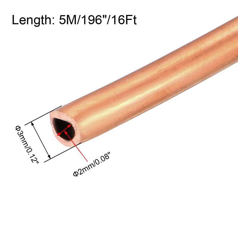 sourcing map Refrigeration Tubing, 1/8" OD x 5/64" ID x