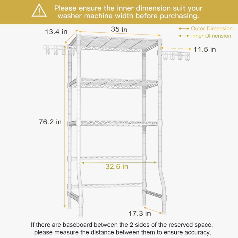 Ulif U8 Laundry Room Storage Organizer, Over The Washer and