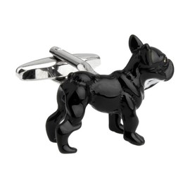 Painted French Black Dog Bulldog Cufflinks