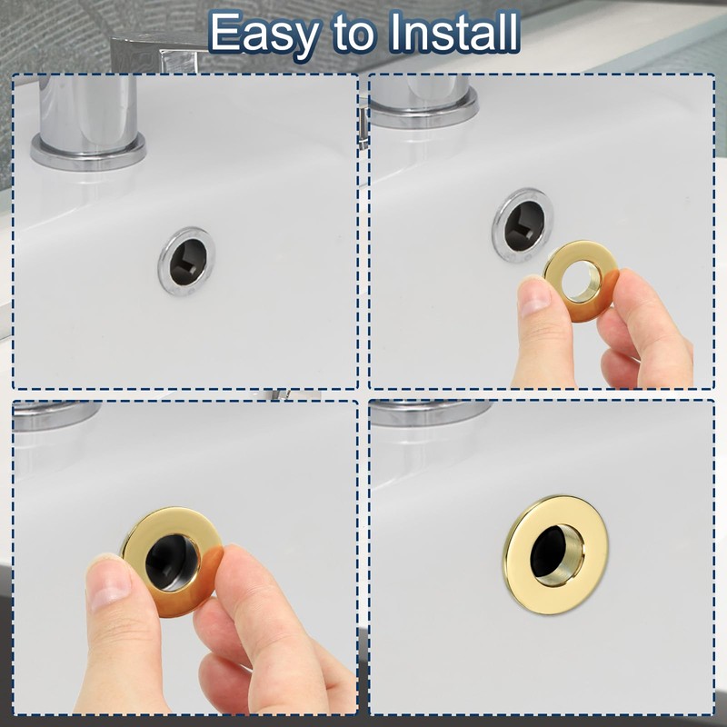 PATIKIL Sink Overflow Ring, 3Pcs Sink Basin Trim Overflow Cover