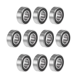 TA-VIGOR 10Pcs MR126-2RS Deep Groove Ball Bearings, Z2 6mm x 12mm x 4mm Double Sealed Industrial Bearings, Chrome Steel P6(ABEC3) Skateboard Bearings for Motor Electrical Instrument Equipment, Black