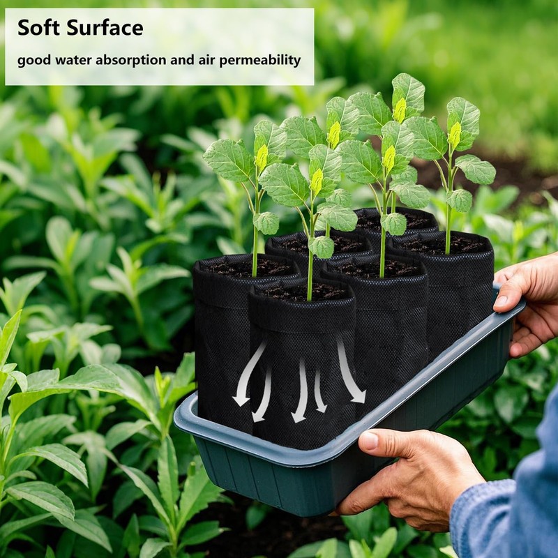 Belit 100 Pcs 13.5" H Nursery Grow Bags, Non-Woven Plants