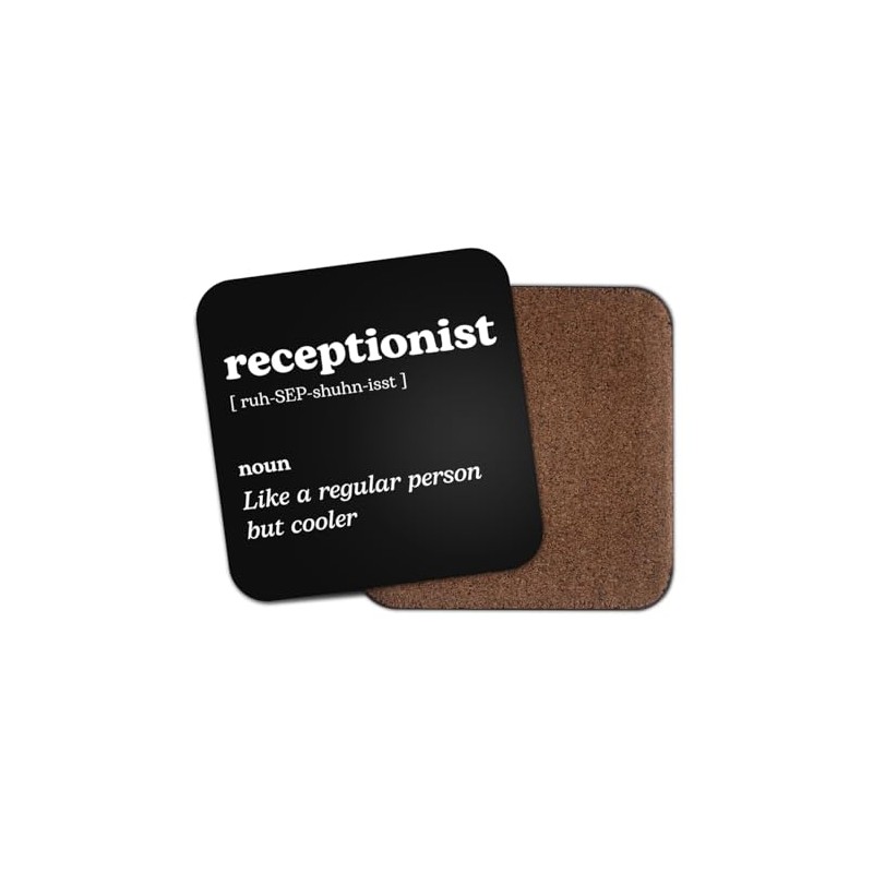 Receptionist Square Coaster - Work New Job Dictionary Regular But