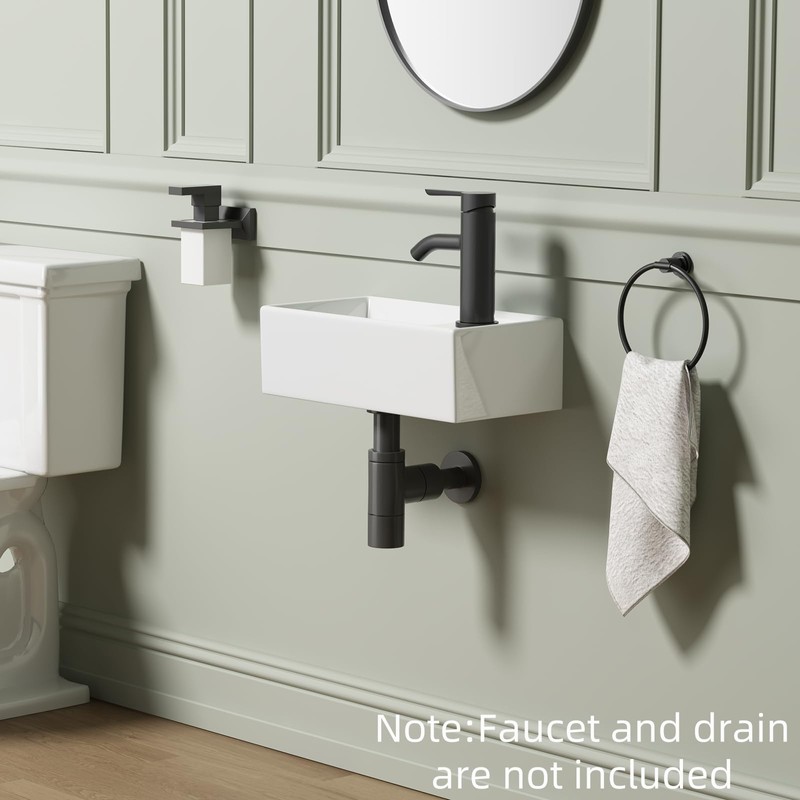 Small Wall Mount Bathroom Vessel Sink, QISHKA 15.6" X 8.6"