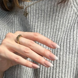 MOYOU LONDON Gel Press On Nails - Elegant Short Almond Shape, Long-lasting & Comfortable Soft Fake Nails with Glue, Reusable Natural Stick On Nails for Women, 32 Pcs in 16 Sizes