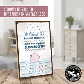 TypeStoff HS-00786 Wooden Sign with Saying - Equal Goofy - Vintage Look with Quote as Gift and Decoration on Friends and Friendship Theme