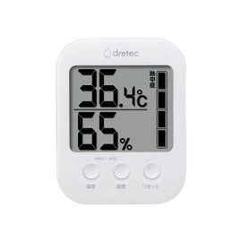 dretec Digital Thermometer/Hygrometer, Comfort Display, Hygrometer, Large Screen, Tabletop, Mosfie, Heatstroke, Flu, White