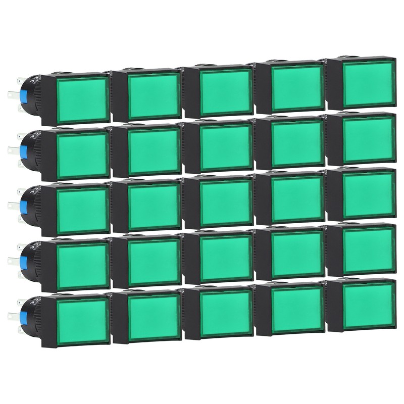 25Pcs Squares Push Button Switch ABS Brass Self Locking with