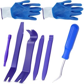 Pack of 5 Car Tools, Car Disassembly Tool, with Gloves, Universal Disassembly Tool, Interior Trim Set, for Vehicle Interior Trim Repair Mouldings Wedge Remover Clip Tool