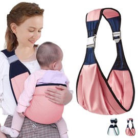 LHLZNB Breathable Baby Sling, Portable Adjustable Baby Carrier, Non-Slip Toddler Carrier,Baby Carrier Wrap, Quick Dry, Thick Shoulder Straps,Baby Hip Sling Carrier for Outdoor Use (Pink)