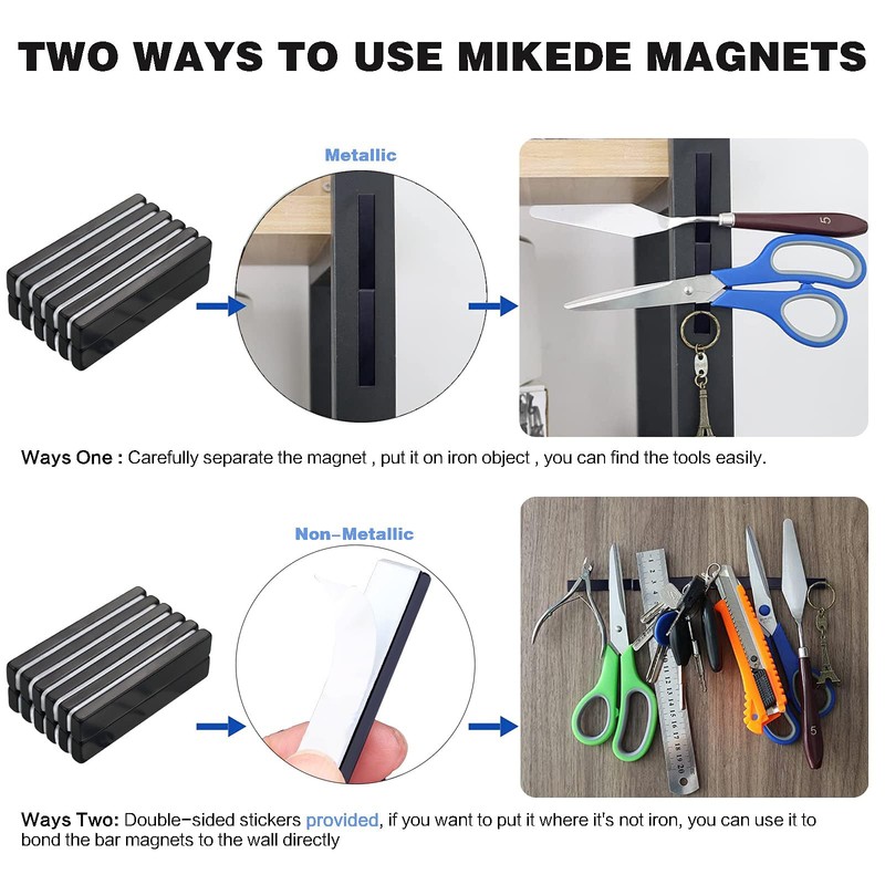 MIKEDE Black Rare Earth Neodymium Magnets, 6 Pack Heavy Duty