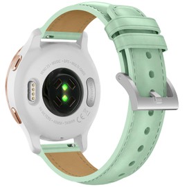 Garmin Venu 2 Plus Leather Strap, 20 mm Replacement Leather Strap for Venu Sq 2 Music/Venu/Sq Music/Venu 2 Plus 43 mm/Forerunner 245/645 Music/Forerunner 55/158/Galaxy Watch 6/Galaxy Watch 5/Watch 4