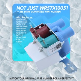 2026 UPGRADED WR57X10051 WR57X10032 WR57X33326 Refrigerator Ice-Maker Water Inlet Valve – Dual Solenoid 1/4" Compression, for GE Kenmore Hotpoint fridges – Replaces AP3672839 PS901314 WR2X10105