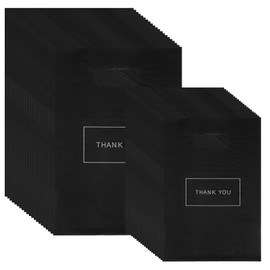 200pcs Black Thank You Bags - Reusable Shopping Bags for Gifts, Shopping, and More - Large 40x30cm & Small 30x20cm Sizes