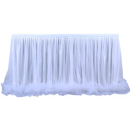 aromm Tulle Table Skirt Cover for Baby Shower Wedding Parties Table Decor 6 FT (L183cm×H77cm) White