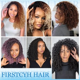 Yanky Twist Crochet Hair - 8 Inch Mini Pre-looped Passion Twist Crochet Hair with Curly Ends 10 Packs(20 Stands/Pcs) Pre-twist Bohemian Spring Twist Crochet Hair(8 Inch,1B/Silver)