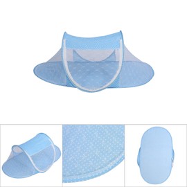Foldable Nursery Crib Bed Cot Netting Canopy Net Tent for Baby Breathable Soft Fabric Prevents Biting by Insects Folding Design (Blue)