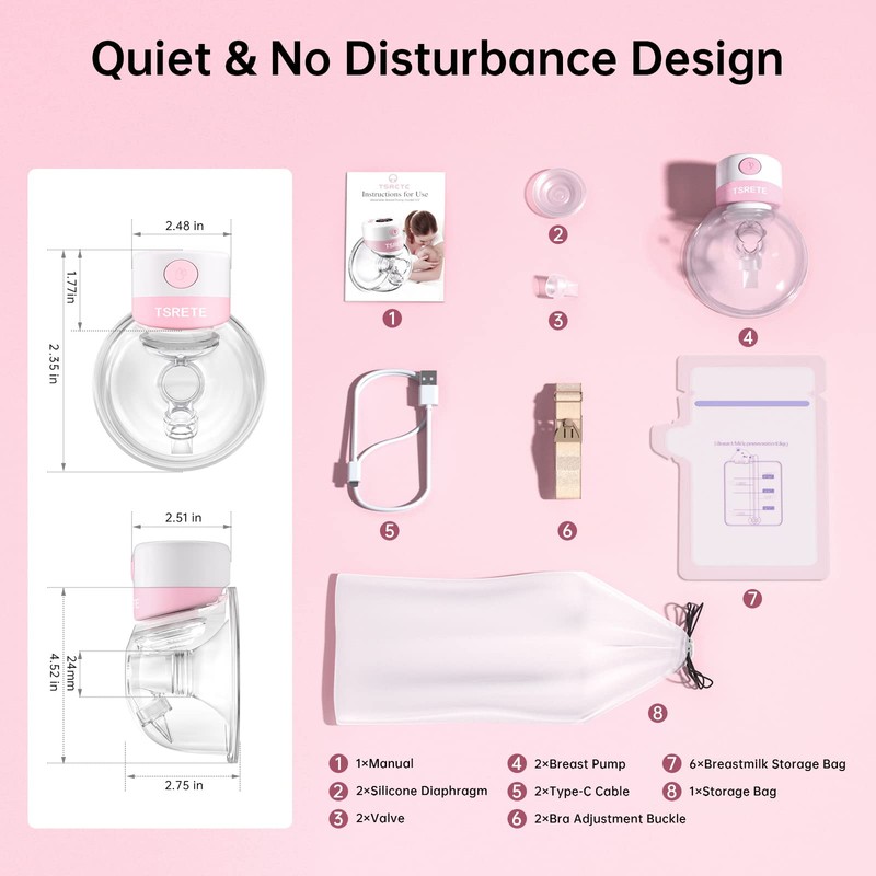 TSRETE Double Wearable Breast Pump, Electric Hands-Free Breast Pumps with