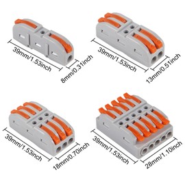 20PCS Lever Wire Nuts Connectors, 1Way/2Way/3Way/5Way Inline Conductors Compact Universal Wire Connectors, Electrical Splicing Connectors Quick Wiring Connect 24AWG