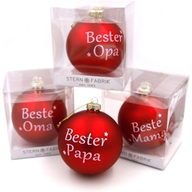 Set of 2 Large XL Christmas Baubles Mum and Dad Diameter 10 cm in Red Christmas Tree Bauble Christmas Tree Decoration Family Christmas (Mum and Dad)