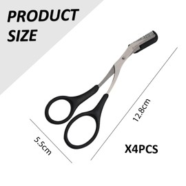 4 Pieces Women’S Eyebrow Scissors, Eyebrow Styling Scissors, Stainless Steel Elbow Scissors, Eyebrow Scissors With Comb, Manual Eyebrow Trimmer, Eyebrow Grooming Accessories