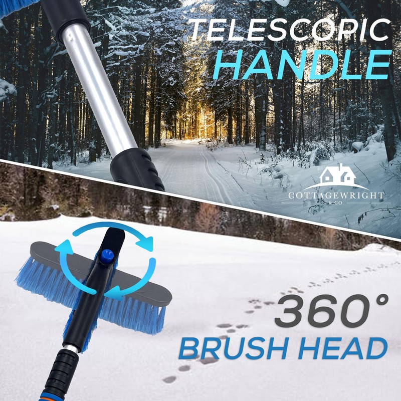 Telescopic Ice Scraper for Car Windscreen with 360 Degree Scratch-Free