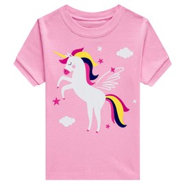 Popshion Unicorn Pajamas for Girl Short Sleeve Toddler Pjs Summer Clothes Sleepwear Sets Unicorn Shirts 5t