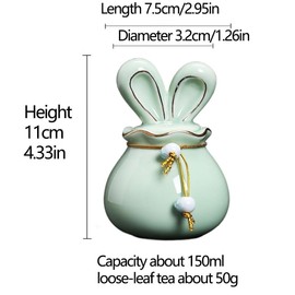 Leadigol Ceramic Jar Porcelain Tea Jar Food Storge Canister Dry Food Container Ceramic Rabbit Jar Tea Container Decorative Tea Jar