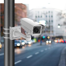 POFIBO Universal Mount for Security Camera, Vertical Mounting Pole Mount with 3 Adjustable Loops, Stainless Steel Corner Bracket for Surveillance Camera and CCTV Cameras