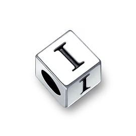 925 Sterling Silver Letter I Initial Square Block Bead Charm Alphabet Theme