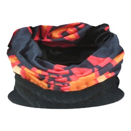 Multifunctional Snood for Men. Scarf, hat, Neck Warmer, Hood, Balaclava with Fleece Section (Black & Orange Flame)