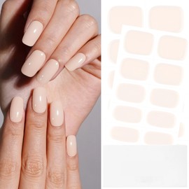 DANNI & TONI Semi Cured Gel Nail Strips Nude(Gentle Nude) Gel Nail Stickers Light Nude Gel Nail Wraps 28 Stickers