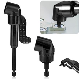2pcs 105 Degree Right Angle Drill Adapter, 1/4 Inch Hex Angle Drill Adapter Attachment Sturdy Angle Screw Driver Drill Adapter for Household Work (Long & Short)
