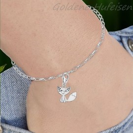 Animal Charm Pendant for Charm Bracelet, 925 Sterling Silver, for Children, Girls, Baby, Women, Silver, Fox 13 x 15 flat