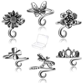 6 PCS Crochet Tension Ring Cat Crown Butterfly Elephant Sunflower Yarn Rings Tools Crochet Accessories Gifts for Crochet Lovers