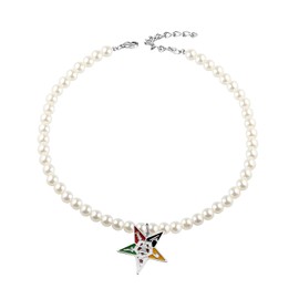UJIMS Sorority Gifts Order of The Eastern Star Necklace The Eastern Star Symbol Jewelry Sorority Five Colors Pearl Necklace (FiveColorsPearlNecklace)