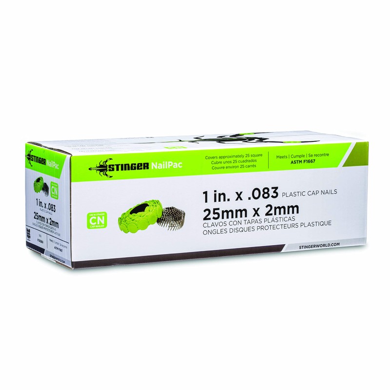 STINGER 0136260 NailPac® Cap Nails - 1" Electro Galvanized Nails