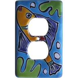 Fine Crafts Imports Aqua Fish Talavera Ceramic Switch Outlet