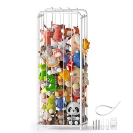 Extra Large Metal Stuffed Animal Storage Holder, Never Fall Apart Stuffed Animal Zoo Plush Toy Organizer for Boys Girls Playroom Kidsroom - Color: Metal