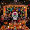 Banner Dia de Muertos,Fondo de Calavera 180×100cm,Decoracion Dia de Muertos