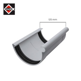 INEFA Gutter Connector Semicircular PVC NW125 / 125 mm Grey Gutter Connector, Easy Plug-In Installation, Made in Germany