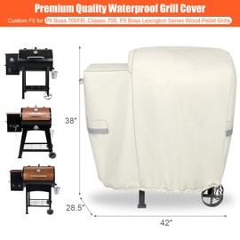73700 Grill Cover for Pit Boss 700FB, Classic 700, Lexington 500, Lexington 540, Pit Boss 400FB, Pro 600 and Z Grill 550B Series Wood Pellet Grills, Heavy Duty 600D Waterproof BBQ Cover, Beige